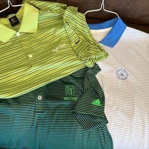 Three men’s polo style golf shirts from PGA courses